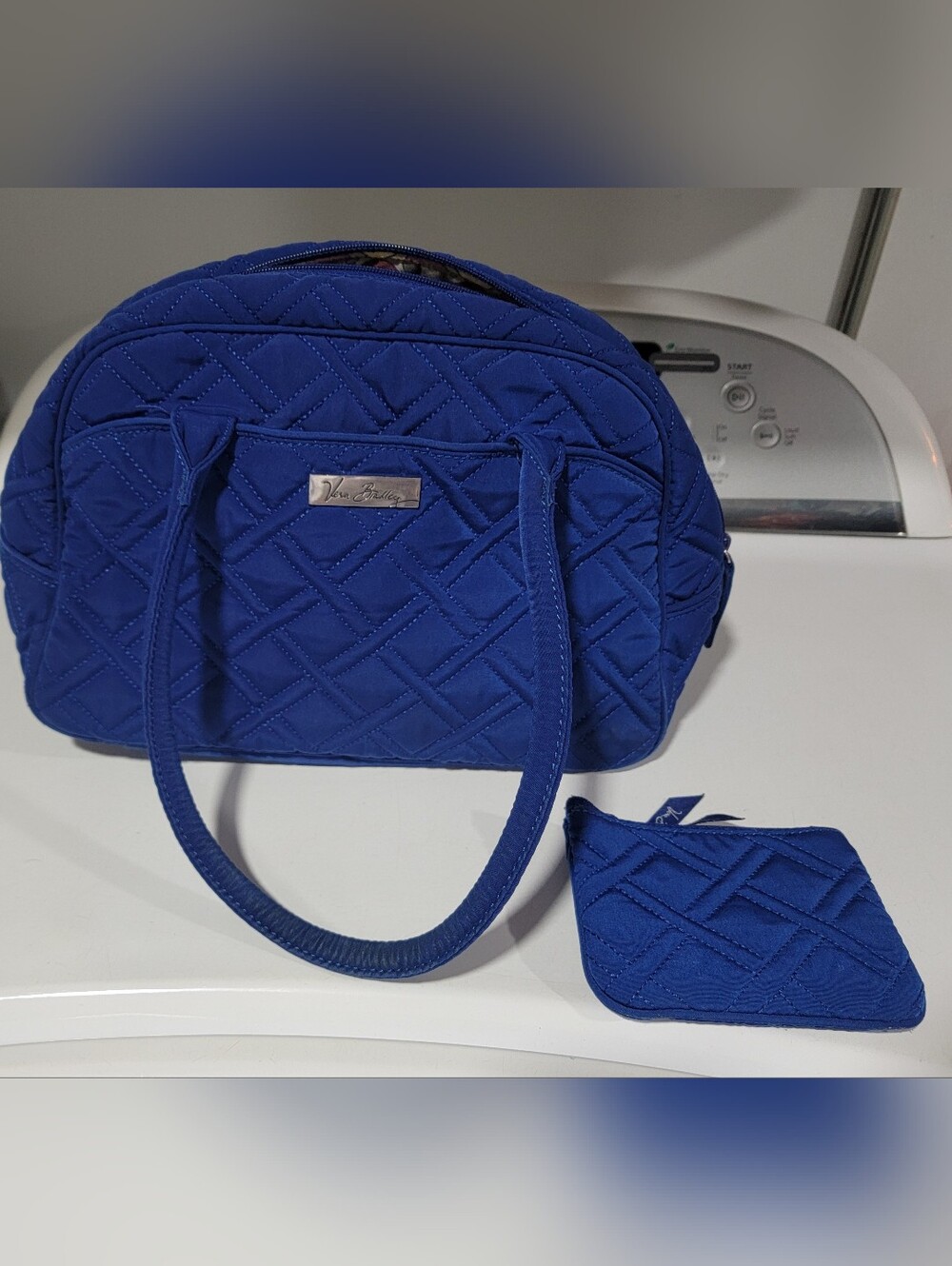Vera Bradley Blue Quilted Handbag Pouch Set W/Coin Purse